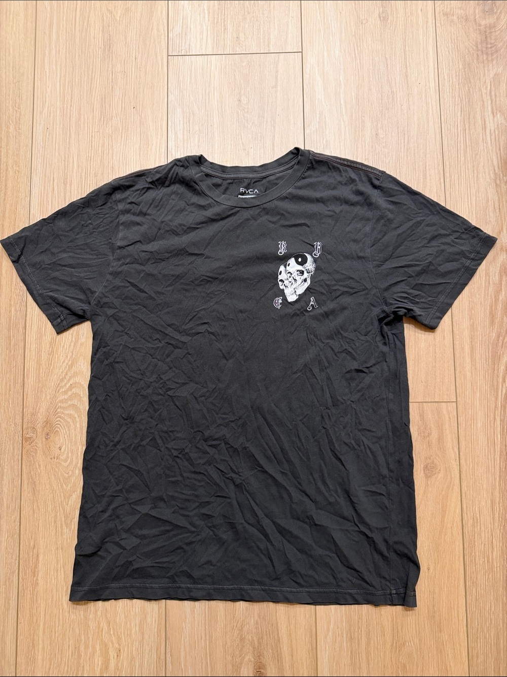 RVCA Dark Gray Skull Chest Graphic Tee